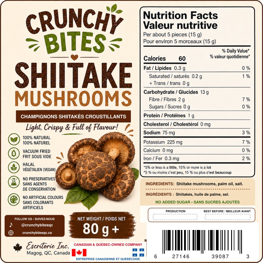 Vacuum-Fried Shiitake Mushroom Crisps / Champignons Shiitake Croustillants Frits sous Vide